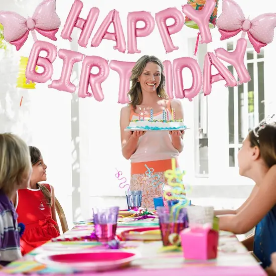 16 Inch Pink Happy Birthday Balloons Letters Banner - Pink {3}