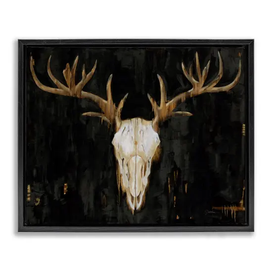 Stupell Industries Deer Antlers Skull Dark Rustic Floating Frame Design By Liz Jardine {1}