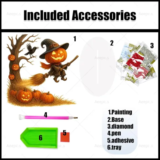 DIY Halloween Diamond Art Tabletop Kit - (Pumpkin and Scarecrow) {3}
