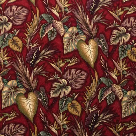 1 Yard Tropical Garden Cotton Upholstery Fabric Lush Botanical 56-58 Inches Wide Red {1}