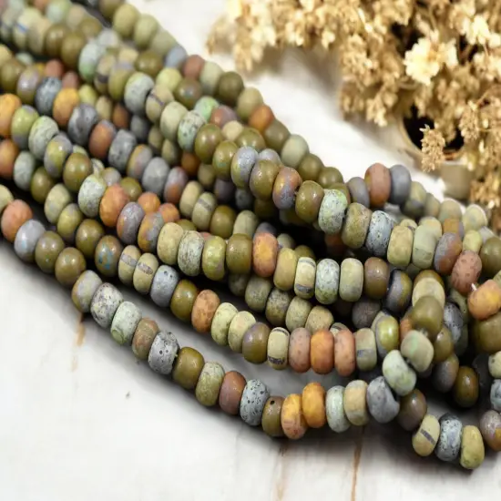 2/0 Matte Terracotta Striped Picasso Mix Czech Seed Beads (Approx 20" Strand) {3}