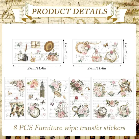 Sheets Music Floral Rub on Transfer Stickers for Furniture {2}