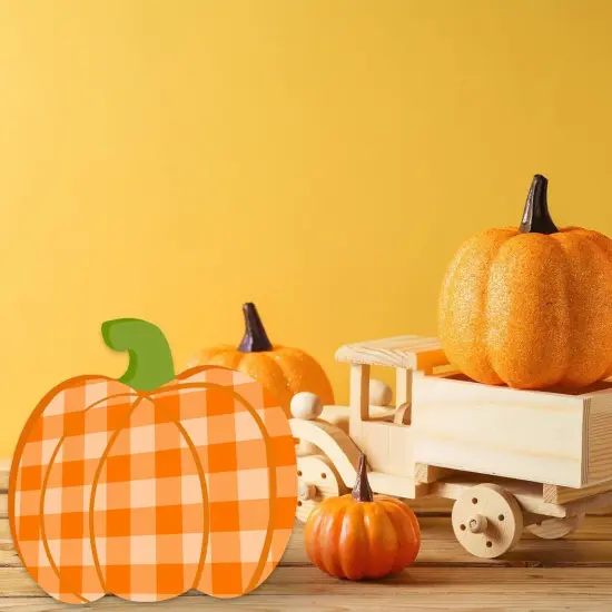 6Pcs Thanksgiving Fall Pumpkin Wooden Cutouts with Ropes {4}