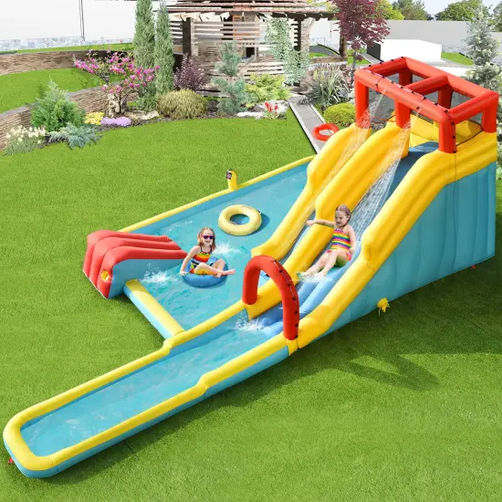 Costway 7 in 1 Inflatable Dual Slide Water Park Climbing Bouncer {4}