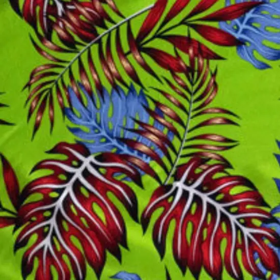 1 Yard All Over Split Leaves Sarong with Fringes Rayon Fabric 72" L x 45" W Lime {5}