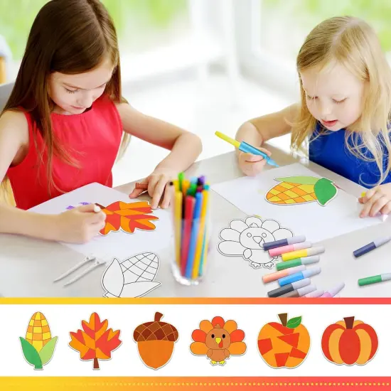24 Sets Fall Sand Art Crafts for Kids Autumn Maple Leaf Pumpkin {3}
