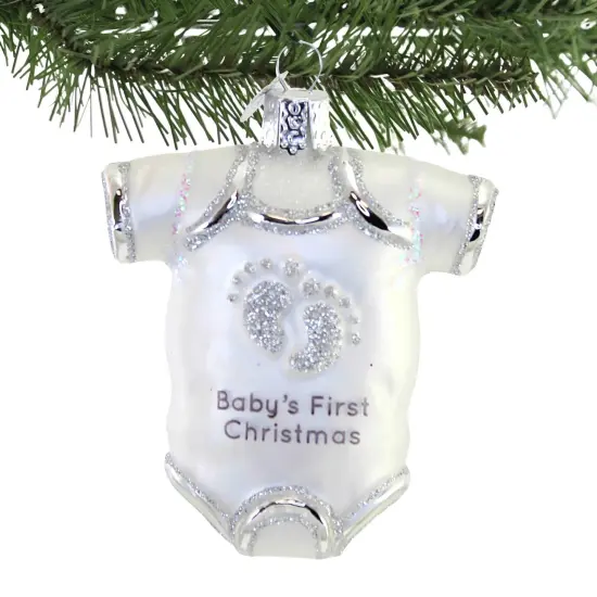 Old World Christmas 3.25 In Baby Onesie White Christmas Tree Ornament , Ornament Baby'sFirst {3}