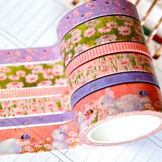 Easter Bunnies Grass Spring Washi Tape Set April 2025 - W129 {1}