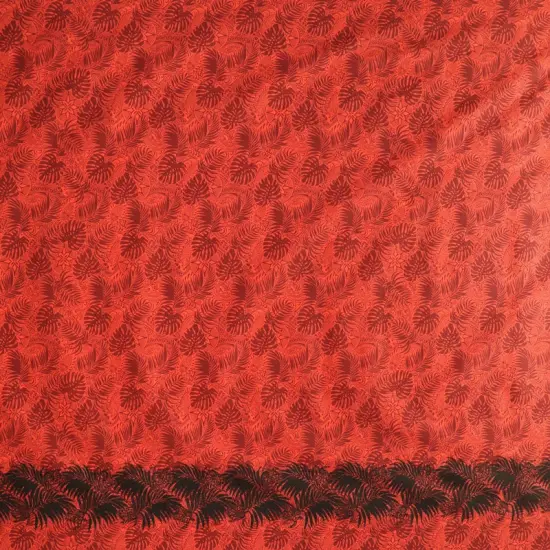 1 Yard All Over Monstera Leaves Firm Fen Rayon Poplin Fabric Single Border 45 Inch Width red {6}