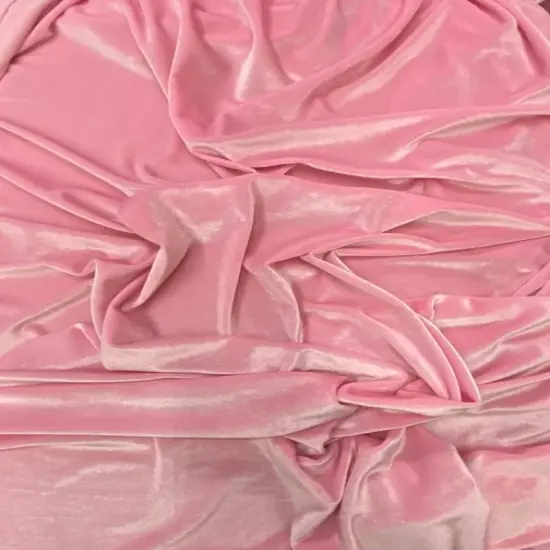 1 Yard Pink Stretch Velvet Fabric with Silky Finish and Weighted Drape for Sewing or Crafts 58/60 Inches Wide {2}