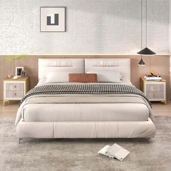 Costway 1/2 PCS Nightstand with Storage Faux Marble Surface Accent Table with 2 Pull-out Drawers {2}