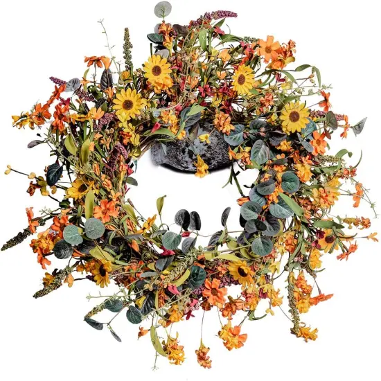Artificial Fall Wreath - 24 Inch (Orange) {1}