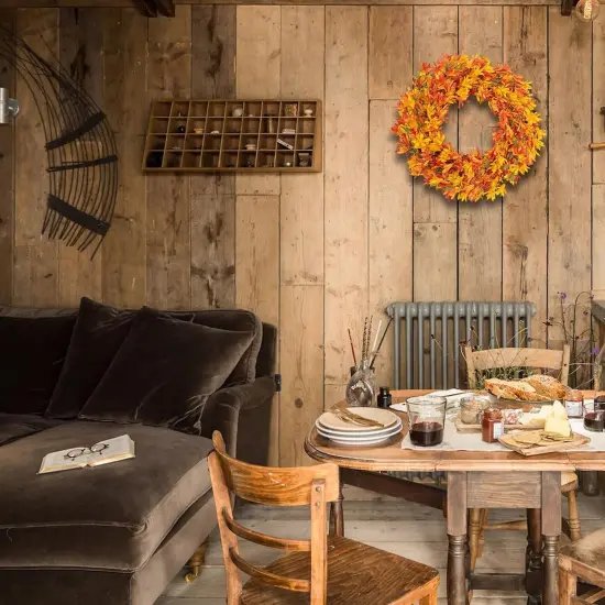 Orange Artificial Thanksgiving Fall Wreath {4}