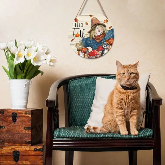 Hello Fall Scarecrow Pumpkin Door Sign - Fall Scarecrow {3}