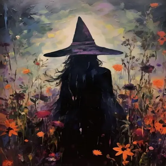 Halloween Witch Flower Diamond Painting Kits for Adults, 5D Diamond Art Kits,11.8x15.7 Inch {1}