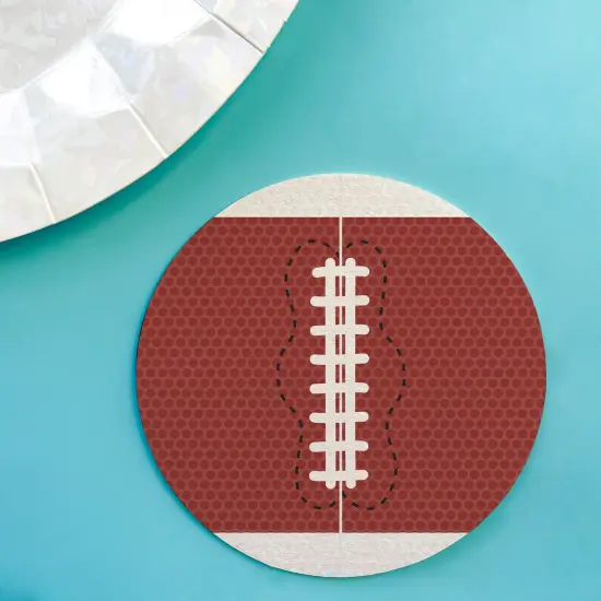 Big Dot of Happiness 25 Ct Football Drink Coasters, 4-Inch Disposable Round Paper Coasters for Birthday Party, Cocktail Table Decor for Bar Drinks {4}