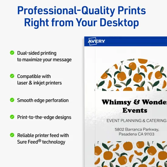 Avery Printable Arched Flat Cards, Sure Feed Technology, 4-3/4" x 3-1/2", Glossy White Cardstock, Print-to-The-Edge, Laser/Inkjet Printable, 40 Total {8}