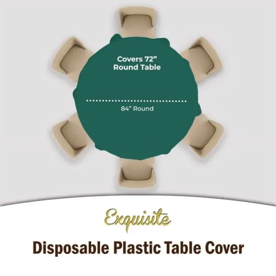 Exquisite Disposable Round Plastic Tablecloths &ndash; 6 Pack 84" Disposable Table Cloths &ndash; Indoor/Outdoor Party Tablecloth &ndash; Round Plastic Table Cover for Events & Party Supplies Dark Green {5}