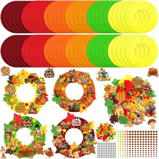 470 Pcs Fall Thanksgiving Craft Kits Fall DIY Wreath Craft Kit {1}