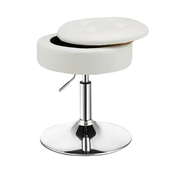 Costway Vanity Stool Adjustable&nbsp;360&deg; Swivel Storage Makeup Chair w/ Removable Tray White\Black\Pink {9}