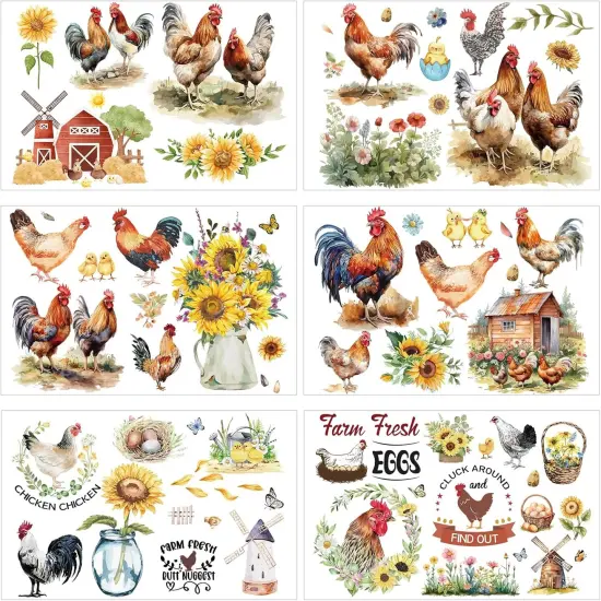 6 Sheets Farm Rub on Transfer Stickers for Furniture {1}