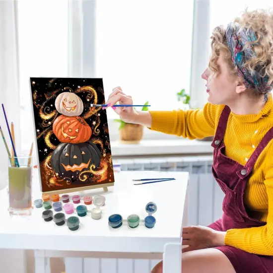 Halloween Pumpkin Paint by Numbers Kit - 12x8 Inch {2}