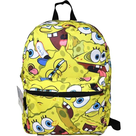 Sponge Bob All Over Print Nylon School Backpack 16" Bookbag for Girls & Boys {1}