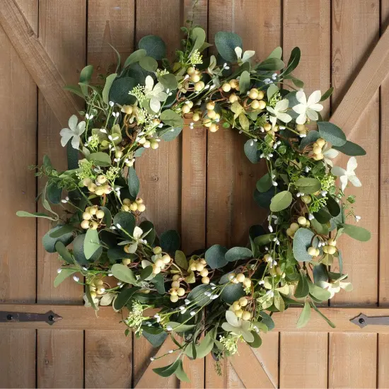 20 Inch Artificial Eucalyptus Berry Wreath {2}