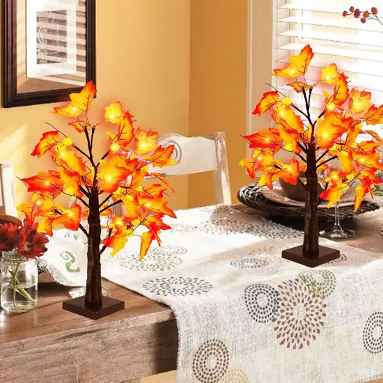 18'' Fall Thanksgiving Lighted Maple Tree with Timer {4}