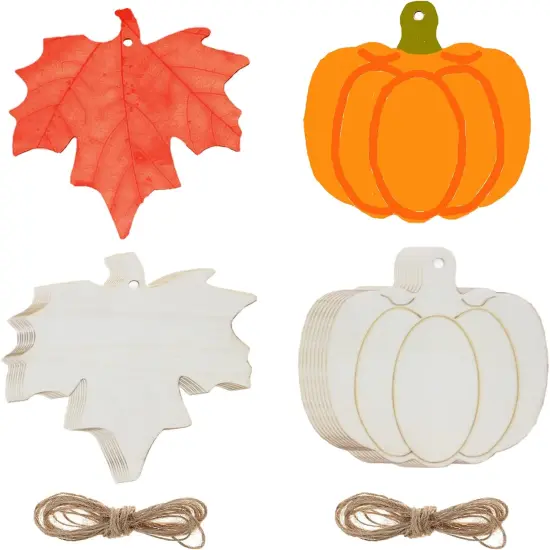 30 Pieces Wood Pumpkin Shaped Cutouts {1}