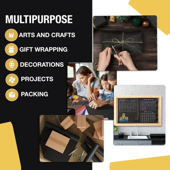 Kraft Paper Roll 36" X 1320" (110' Ft) Colored Paper Roll - Packing Paper Roll - Craft Supplies - Kraft Wrapping Paper Perfect as Shipping Paper Craft Paper Roll by Crown Display Black {2}