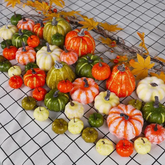 46 Pcs Assorted Artificial Pumpkins for Table Centerpiece {3}