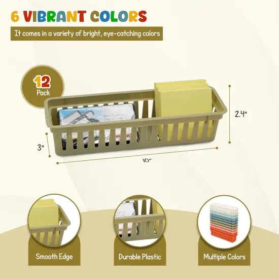 4E's Novelty 12 Pack Pencil Trays in Vibrant Boho Colors, Durable Pencils Tray, Stylish Pen Baskets, Fun Boho Colorful Pen Tray, Durable and Versatile Practical Pencil Trays for Students Supplies {4}