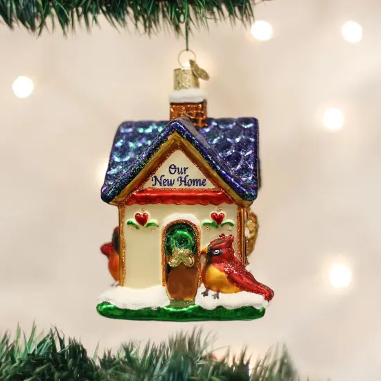 Old World Christmas 4.75 In Our New Home Christmas Tree Ornament , Ornament House Cardinal Multicolored {3}