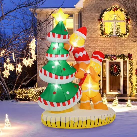 Costway 7 ft Inflatable Christmas Tree with 7Internal LED Lights & Built-in Fan for Yard {1}