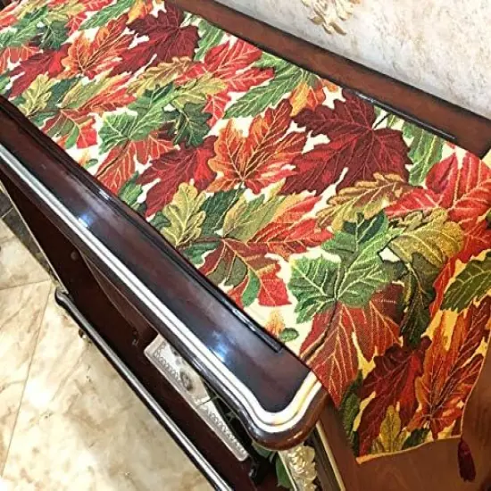 Leaves Autumn Fall Foliage Woven Table Runner {5}