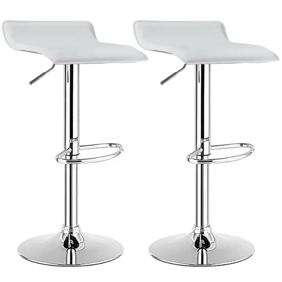 Costway Set of 2 Swivel Bar Stool Adjustable PU Leather Backless Dining Chair White/Black/Coffee {7}