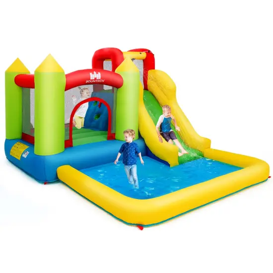 Costway Inflatable Bounce House Water Slide Jump Bouncer Climbing Wall Splash Pool Blower Excluded {1}