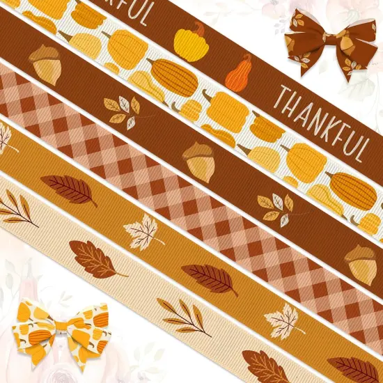 6 PCS Fall Leaves Ribbons for Crafting-Style 2: leaves {1}