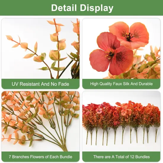 12 Artificial Flowers Fall Decoration - Fake Mums {2}