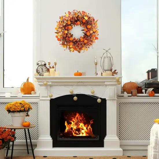 Fall Autumn Pumpkin Wreath - 22 Inch {4}