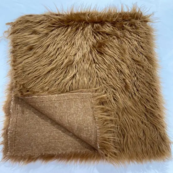 1 Yard Shaggy Vegan Faux Fox Fur Fabric for Crafting Decor and Costumes Light Brown {1}