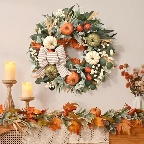 22 in Fall Wreaths for Front Door Outside {2}