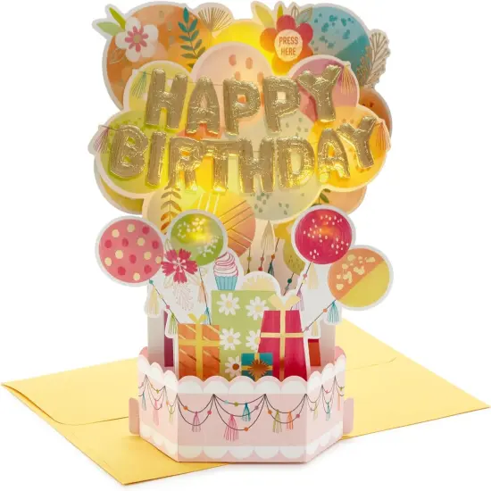 Paper Wonder Musical Pop Up Birthday Card (Mylar Balloon Explosion, Plays Happy Birthday) {1}