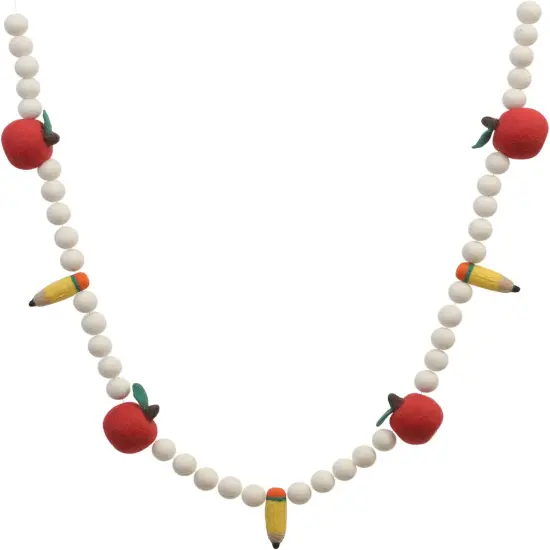 Back to School Apple & Pencil Felt Ball Garland {1}