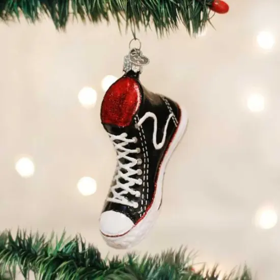 Old World Christmas 2.0 Inch High Top Sneaker Christmas Tree Ornament , American Classic Style Black {3}