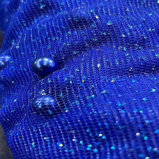 1 Yard Glitter Mesh Fabric with Scattered Pearls 2-Way Stretch 60" Wide Soft Tulle for Gowns, Veils & Couture Projects Violet {6}