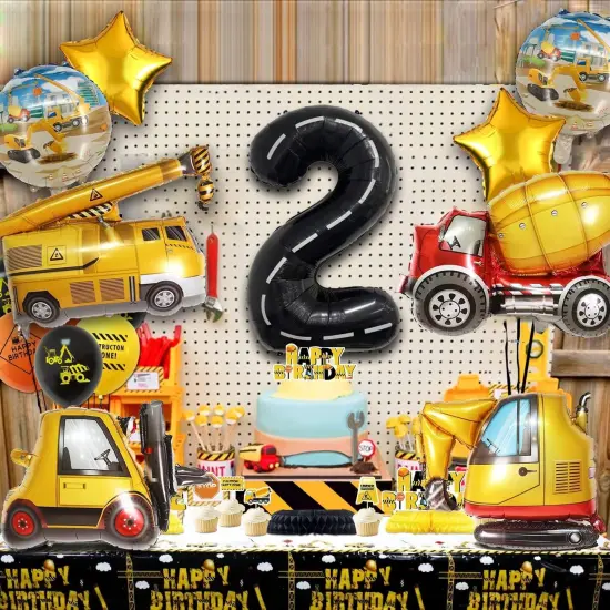 Construction Truck Balloons Party Supplies for Boys 2nd Birthday {3}