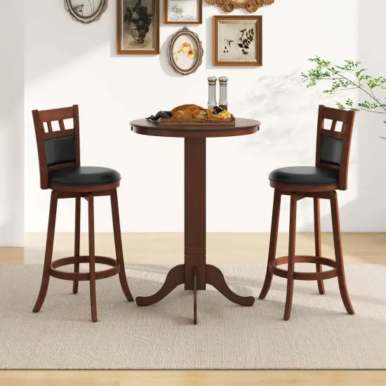 Costway 30 Inch Wood Pub Round Dining Table with Pedestal Base Kitchen Diner Table {5}