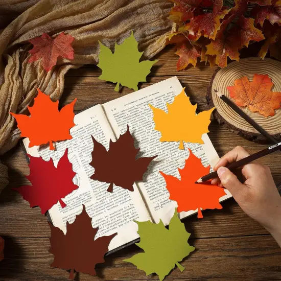 200 Pcs Paper Leaves Fall Thanksgiving Leaf {2}